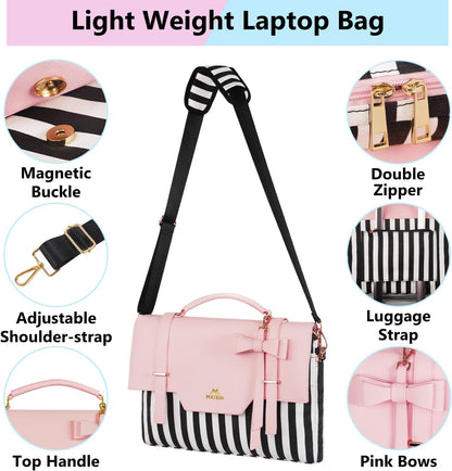 MATEIN Laptop Bag for Women, 15.6 inch Slim Computer Briefcase Sleeve Case, Pink..