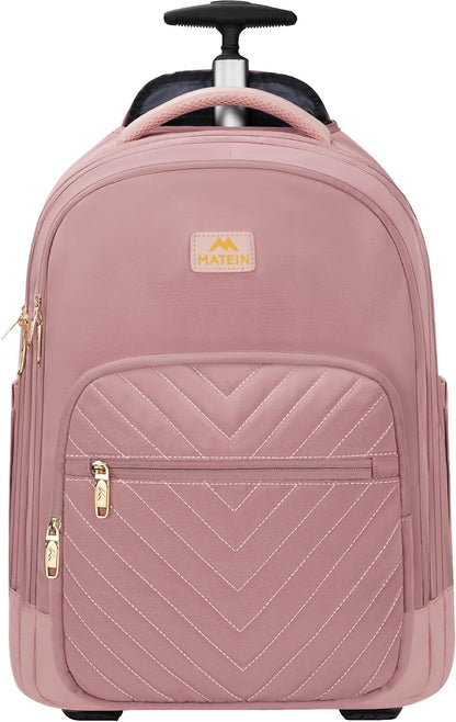 MATEIN Rolling Bag for Women, 17 inch Wheeled Laptop Backpack