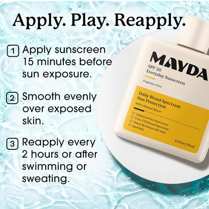 MAYDAY SPF 30 Everyday Sunscreen – Chemical-Free, Fragrance-Free, Water-Resistant Broad Spectrum Protection for Face & Body