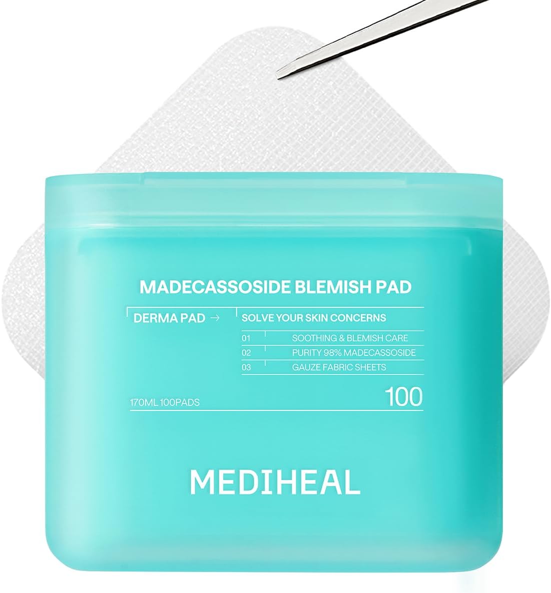 MEDIHEAL Toner Pads 100 Count - Madecassoside Blemish Care Toner Pad with Centella Asiatica