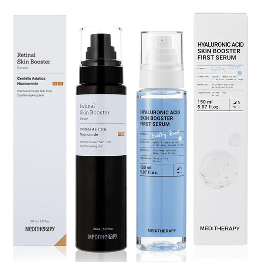 MEDITHERAPY The Glass Skin Booster Duo - Retinal Skin Booster Serum + Ultra Hydrating Acid Serum (K-Beauty Set)