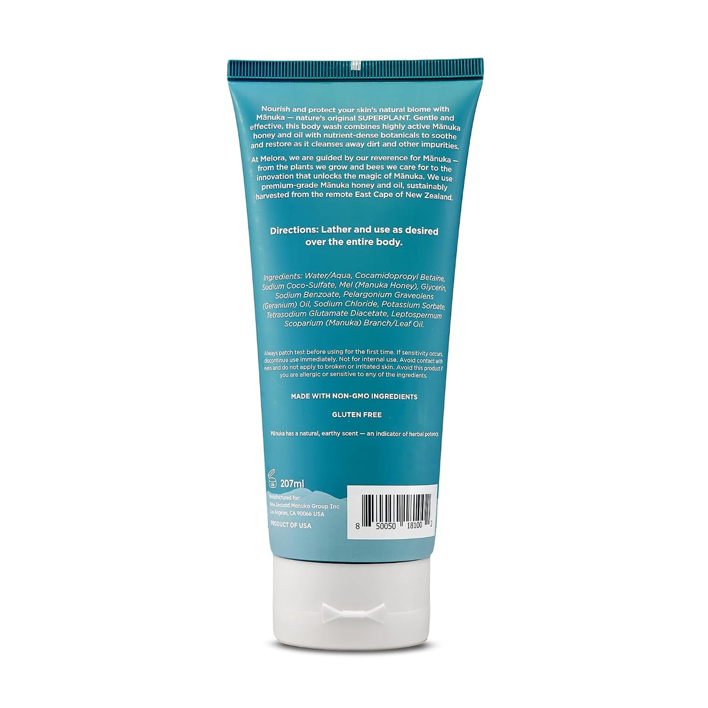 MELORA Manuka Honey Body Wash (7 Oz) - Moisturizing Skin Care Body Soap with Manuka Honey & Oil for Acne, Dry, or Sensitive Skin..