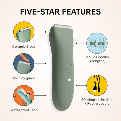 MERIDIAN The Trimmer Original | Body Hair Trimmer for Men & Women | Sage
