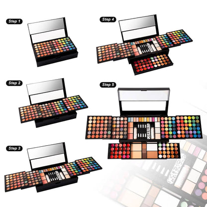 MISS ROSE M 187 Colors Professional Makeup Palette - All-in-One Kit With Eye Shadows, Lipsticks, Mascara, Foundations, Blushes, Brow Pencils, Nail File..