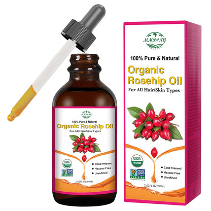 Organic Rosehip Oil for Face &amp; Skin – USDA Certified, Cold Pressed, Unrefined Rose Hip Seed Oil for Anti-Aging..
