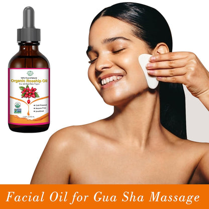 Organic Rosehip Oil for Face &amp; Skin – USDA Certified, Cold Pressed, Unrefined Rose Hip Seed Oil for Anti-Aging..