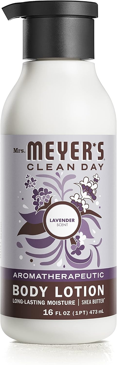 MRS. MEYER'S CLEAN DAY Body Lotion, Long-Lasting, Non-Greasy Moisturizer, Cruelty Free Formula, Lavender Scent, 15.5 oz