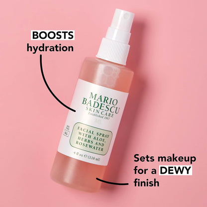 Mario Badescu Facial Spray with Aloe, Herbs and Rose Water for All Skin Types, Face Mist that Hydrates..