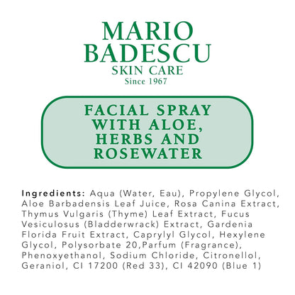 Mario Badescu Facial Spray with Aloe, Herbs and Rose Water for All Skin Types, Face Mist that Hydrates..