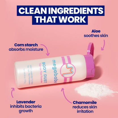 Megababe Sweat Absorbing Body Powder - Body Dust | Hot Weather Essential | with Lavender & Aloe..