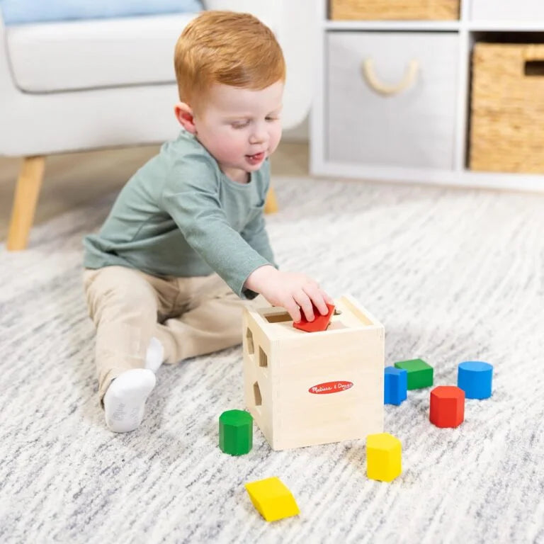 Melissa & Doug Shape Sorting Cube – Classic Wooden Toy With 12 Shapes Classic Kids Toys, Wooden Toddler Toys, Shape Sorter For Toddlers Ages 2+