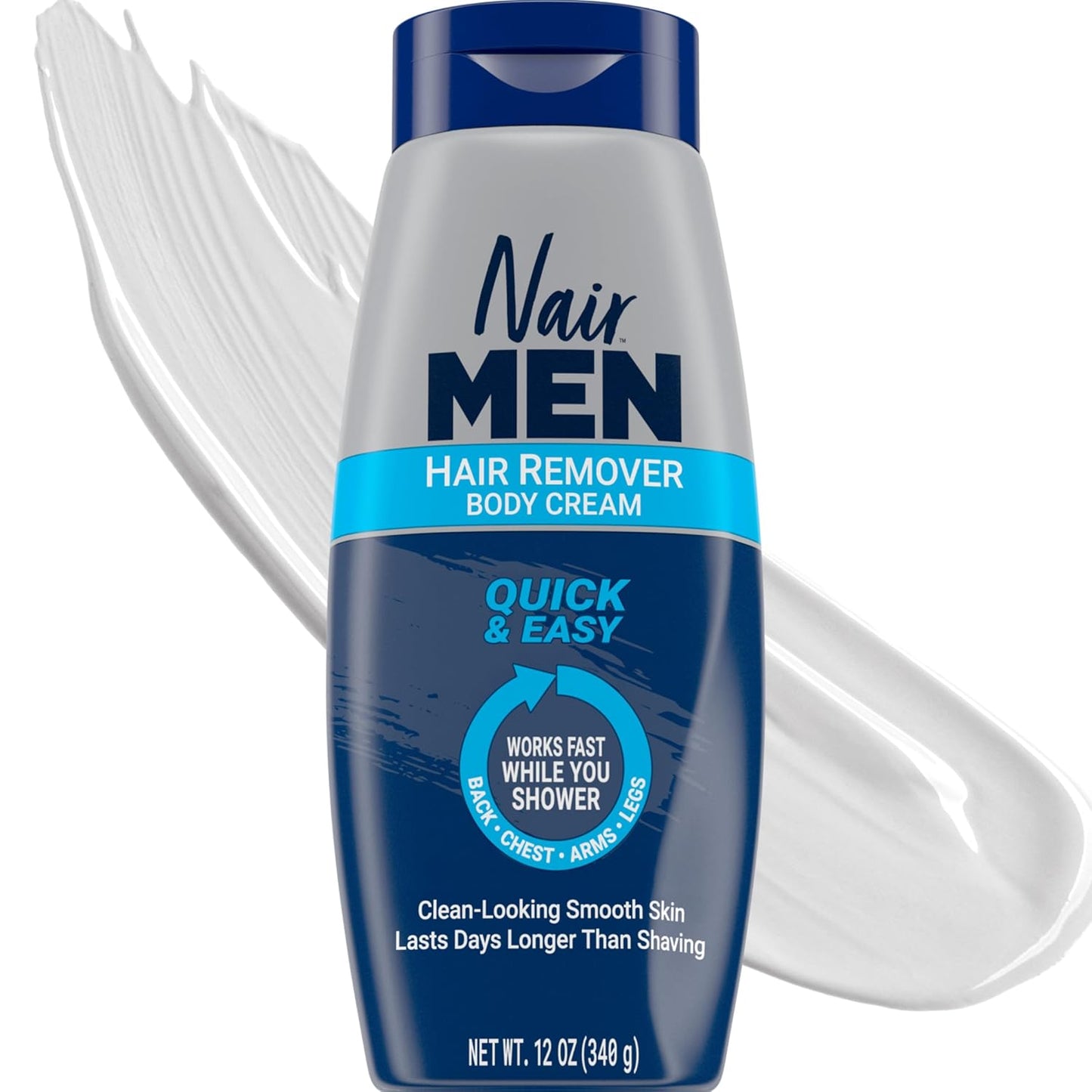 Nair Men Hair Remover Body Cream, Quick and Easy Body Hair Removal Cream for Men, Aloe and Lanolin..