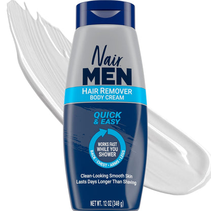Nair Men Hair Remover Body Cream, Quick and Easy Body Hair Removal Cream for Men, Aloe and Lanolin..