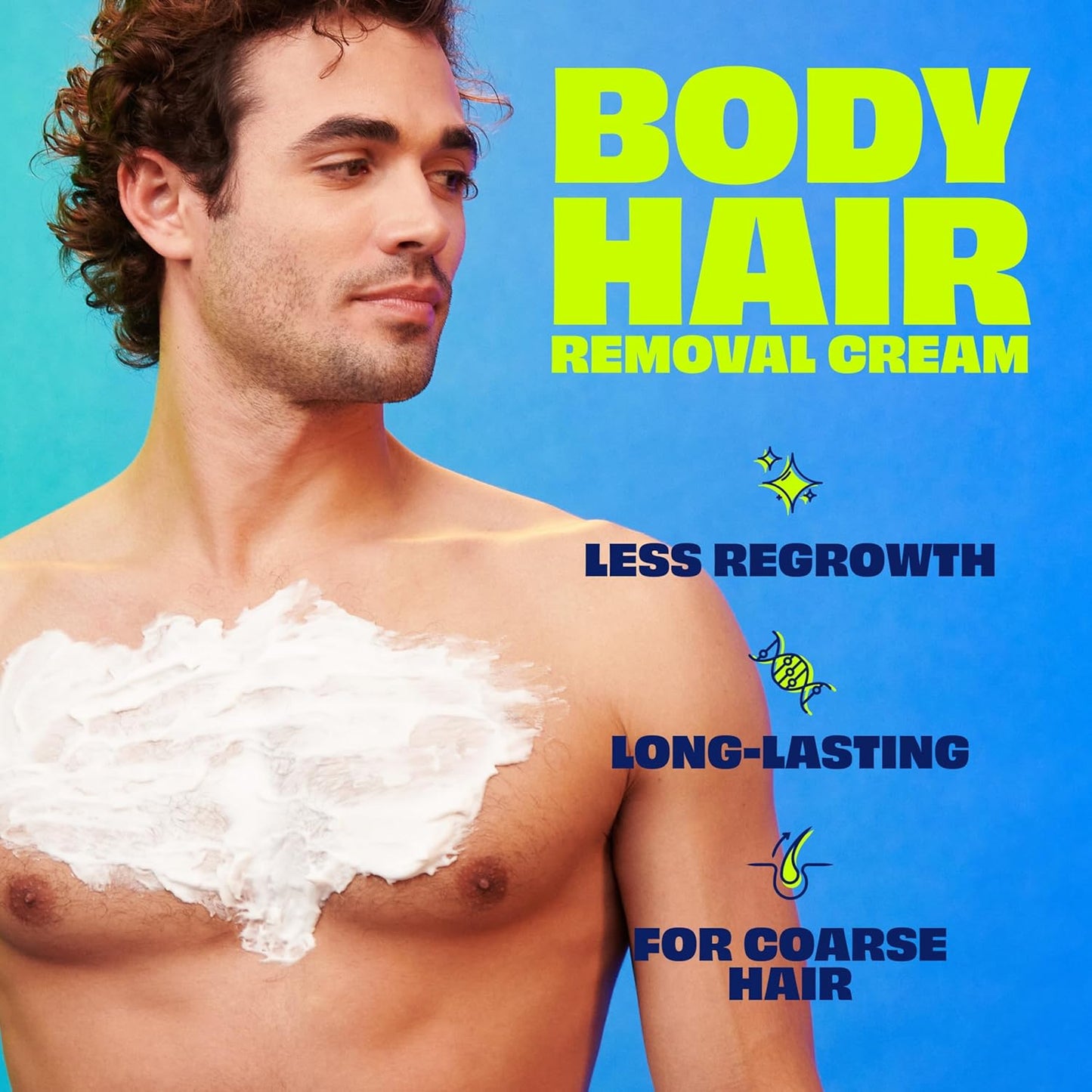Nair Men Hair Remover Body Cream, Quick and Easy Body Hair Removal Cream for Men, Aloe and Lanolin..