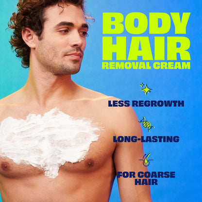 Nair Men Hair Remover Body Cream, Quick and Easy Body Hair Removal Cream for Men, Aloe and Lanolin..