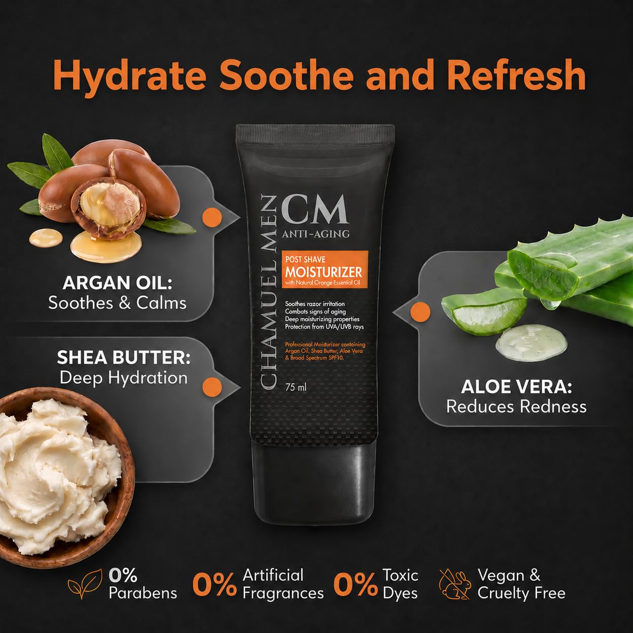 Mens Face Moisturizer Anti Aging - Aftershave for Men, Face Cream &amp; Post Shave Lotion with Argan, Shea & Aloe...