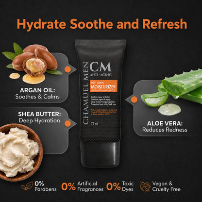Mens Face Moisturizer Anti Aging - Aftershave for Men, Face Cream &amp; Post Shave Lotion with Argan, Shea & Aloe...