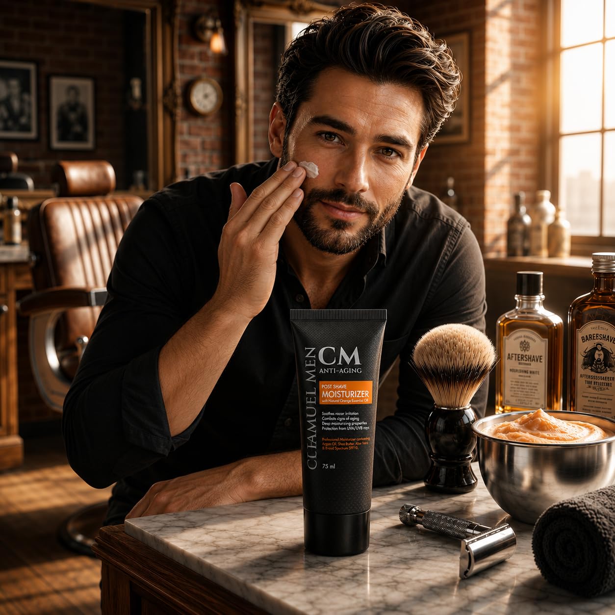 Mens Face Moisturizer Anti Aging - Aftershave for Men, Face Cream &amp; Post Shave Lotion with Argan, Shea & Aloe...