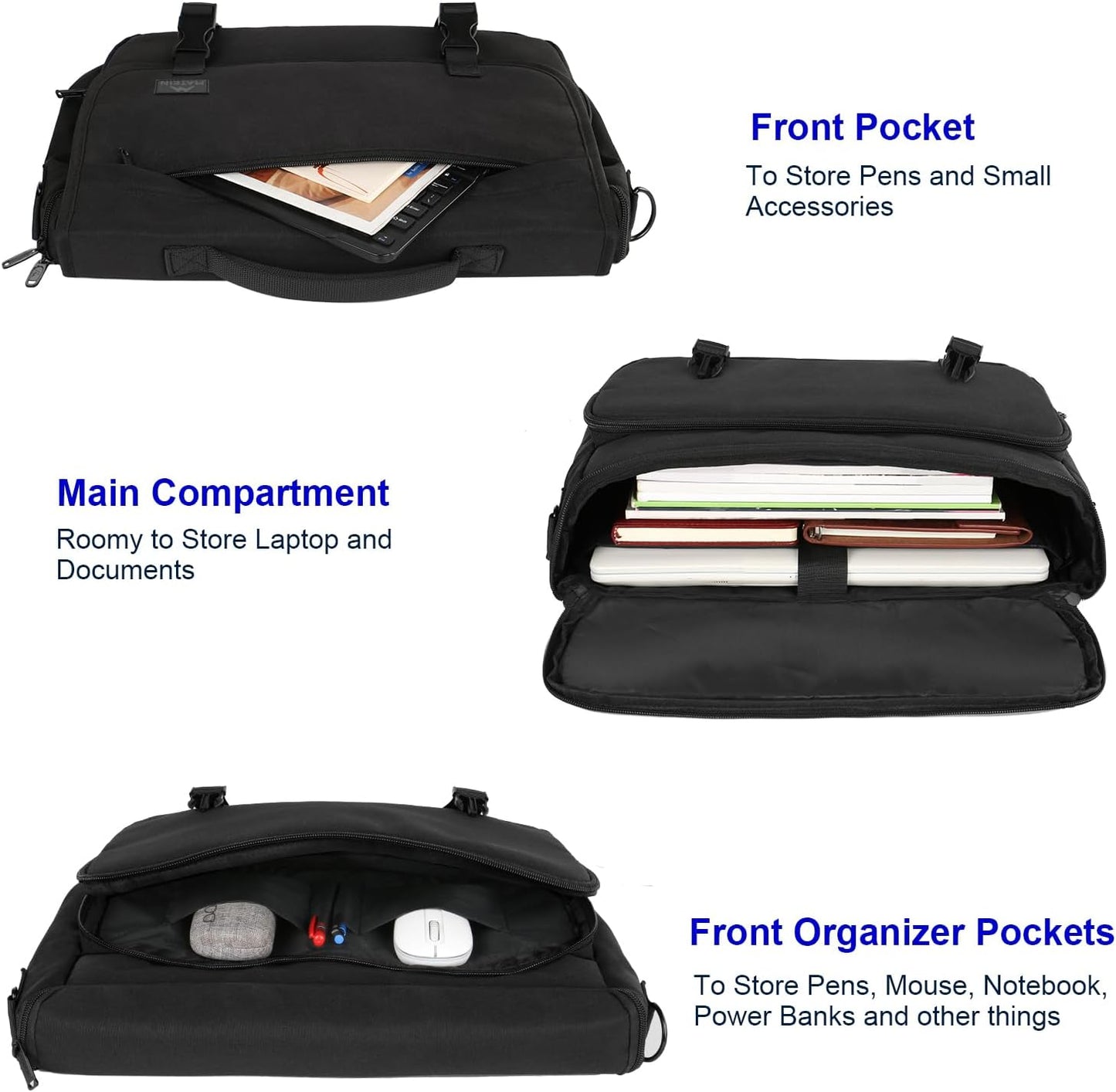 MATEIN Messenger Bag for Men, Briefcases Lightweight Men's Laptop Bag 15.6 inch, Black