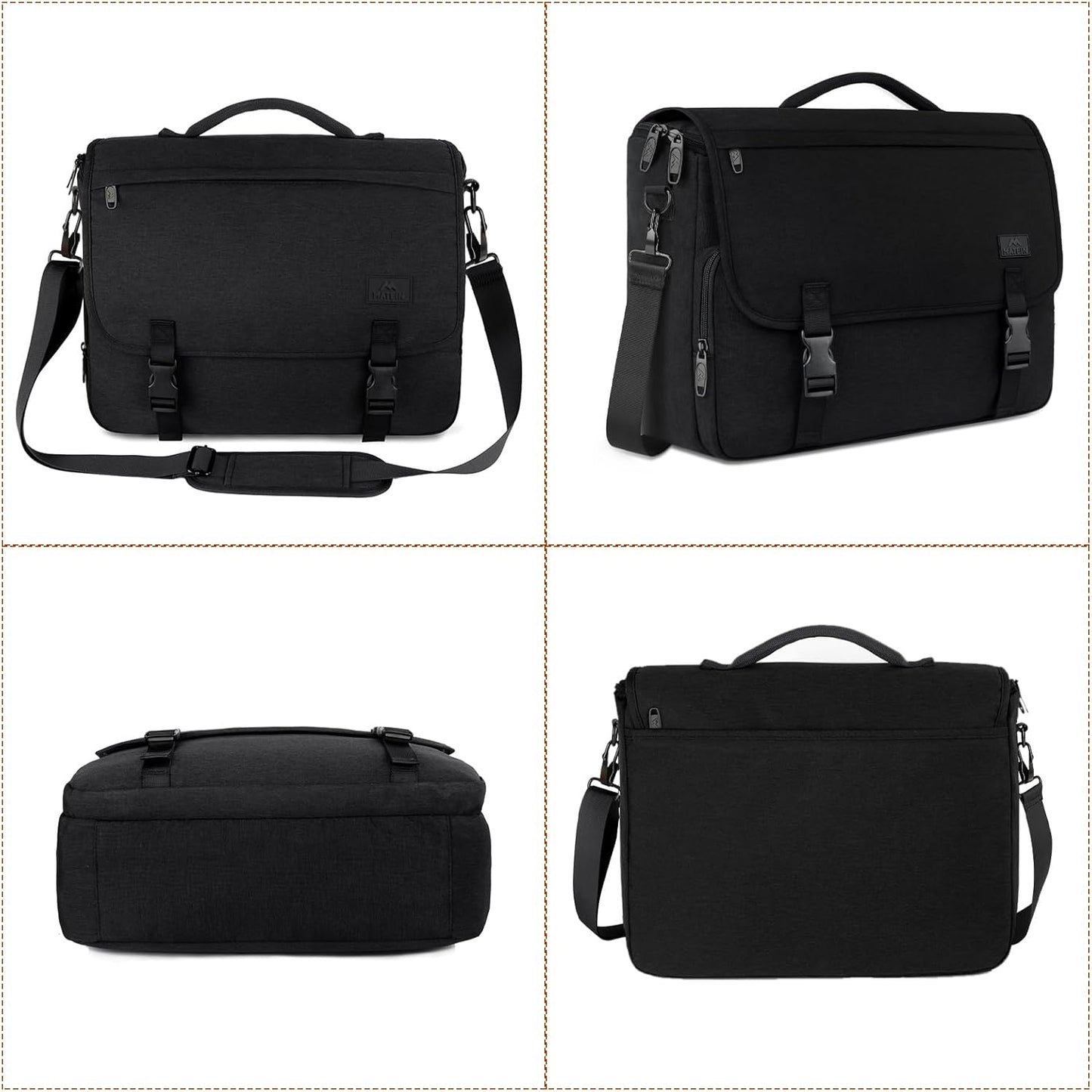 MATEIN Messenger Bag for Men, Briefcases Lightweight Men's Laptop Bag 15.6 inch, Black