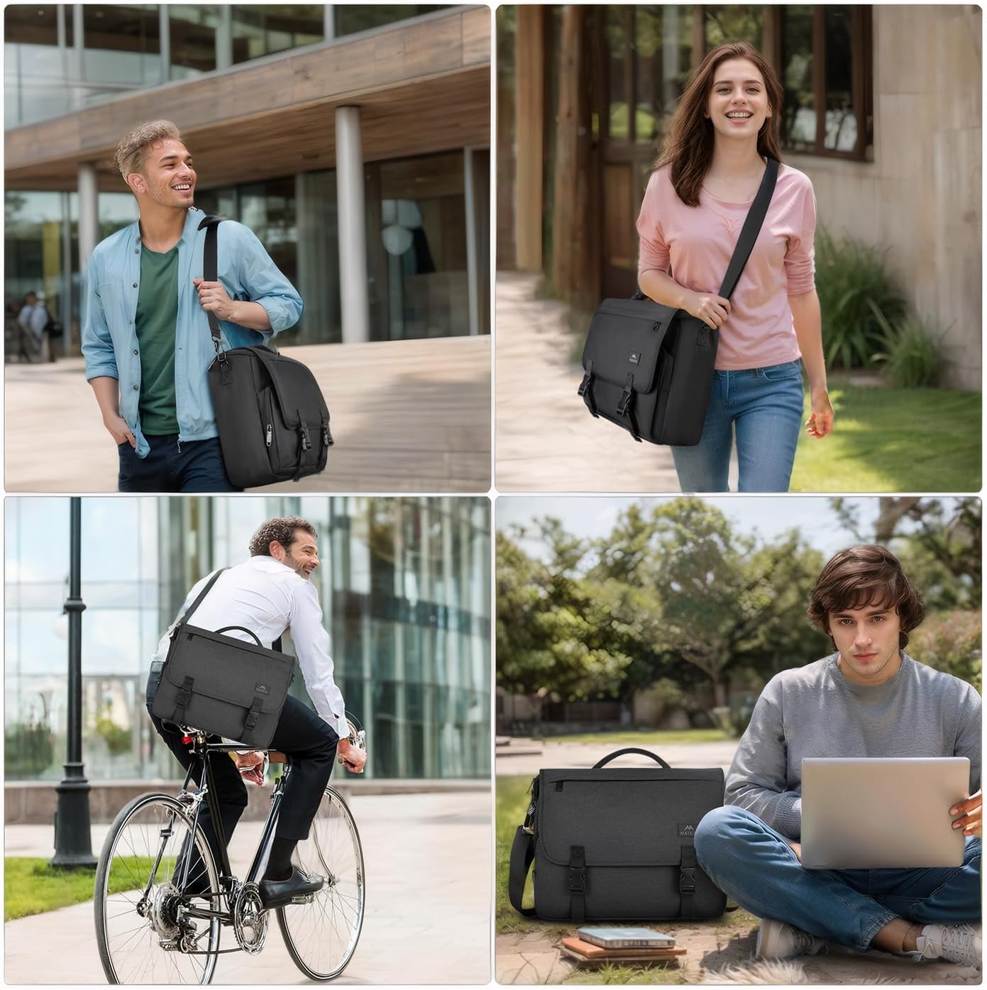 MATEIN Messenger Bag for Men, Briefcases Lightweight Men's Laptop Bag 15.6 inch, Black