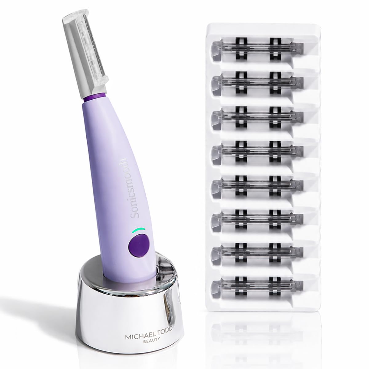 Michael Todd Beauty Sonicsmooth Dermaplane Razor for Women Face | Dermaplaning System + Eyebrow Trimmer, Peach Fuzz Remover...