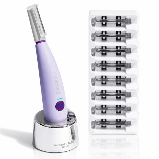 Michael Todd Beauty Sonicsmooth Dermaplane Razor for Women Face | Dermaplaning System + Eyebrow Trimmer, Peach Fuzz Remover...