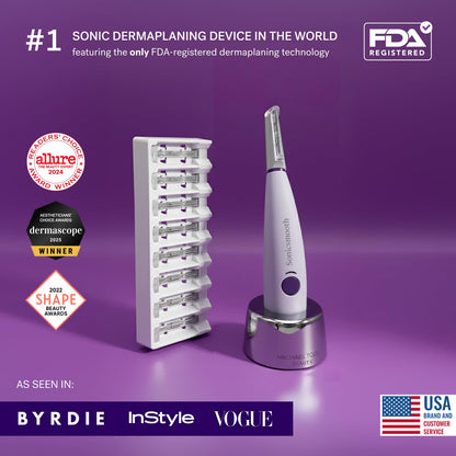 Michael Todd Beauty Sonicsmooth Dermaplane Razor for Women Face | Dermaplaning System + Eyebrow Trimmer, Peach Fuzz Remover...