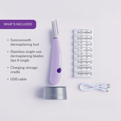 Michael Todd Beauty Sonicsmooth Dermaplane Razor for Women Face | Dermaplaning System + Eyebrow Trimmer, Peach Fuzz Remover...