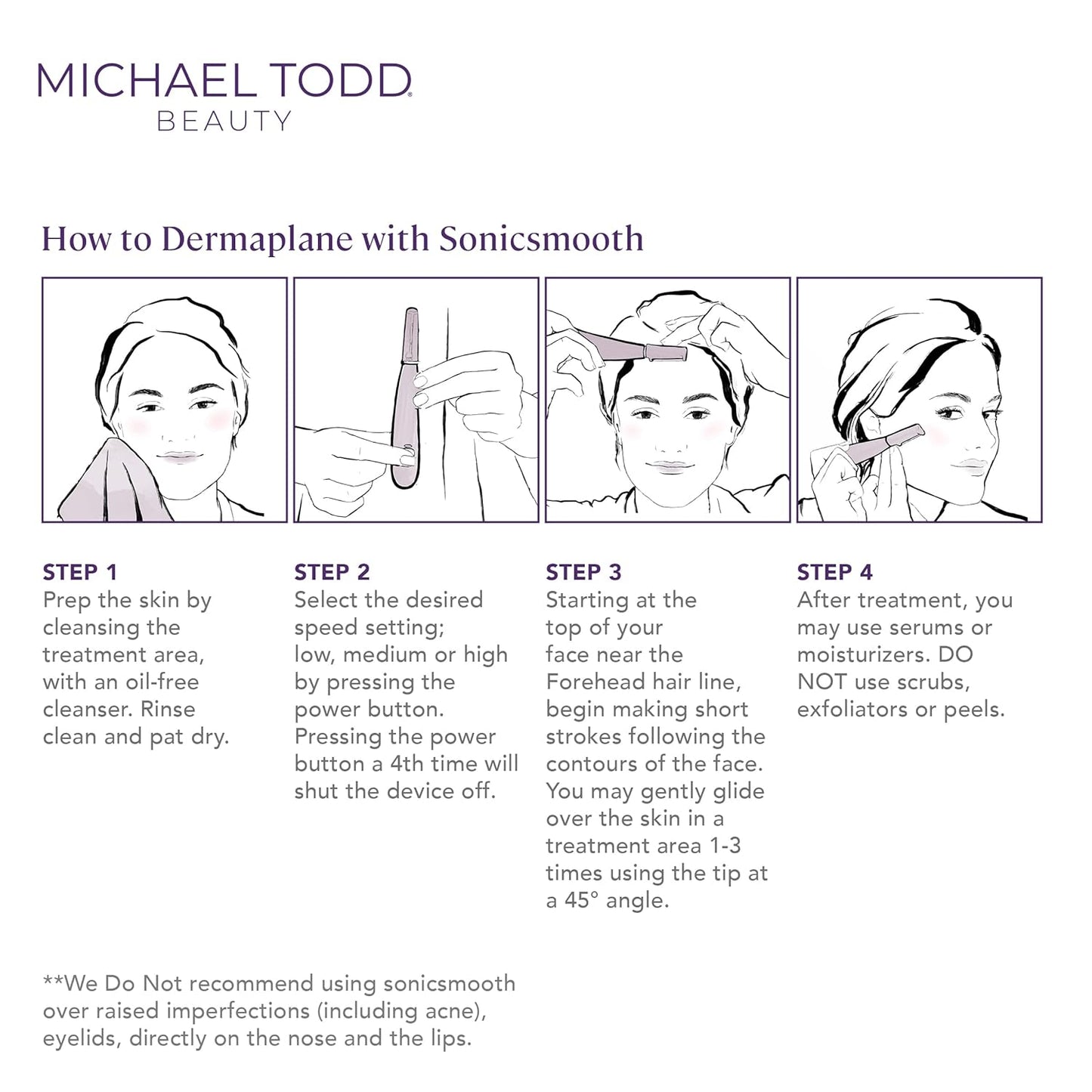 Michael Todd Beauty Sonicsmooth Dermaplane Razor for Women Face | Dermaplaning System + Eyebrow Trimmer, Peach Fuzz Remover...