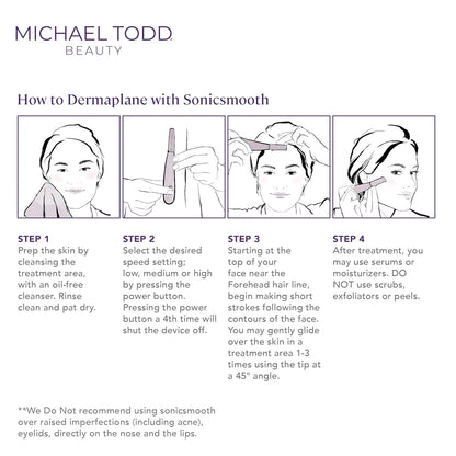 Michael Todd Beauty Sonicsmooth Dermaplane Razor for Women Face | Dermaplaning System + Eyebrow Trimmer, Peach Fuzz Remover...