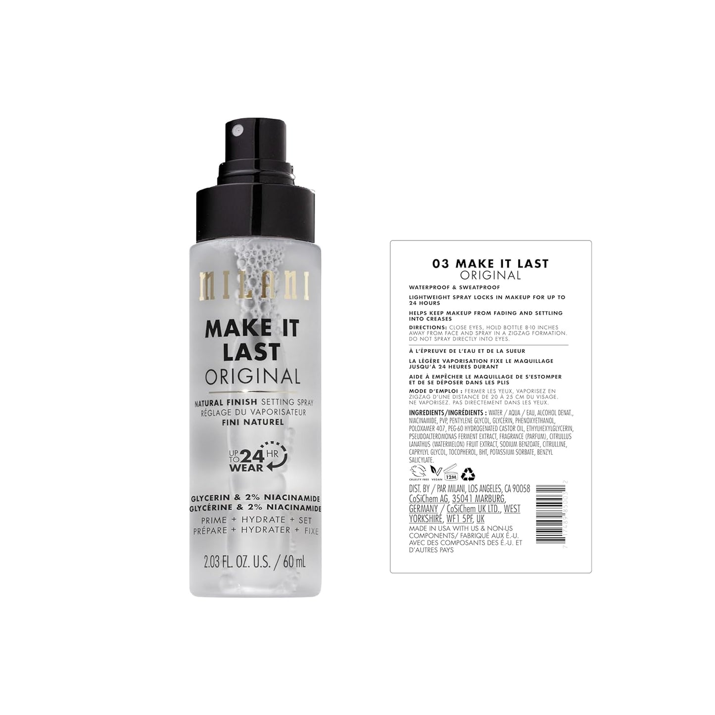 Milani Setting Spray + Primer, Make It Last Original Natural Finish | 3-In-1 Prime + Hydrate + Set. Up To 24 Hour Wear..