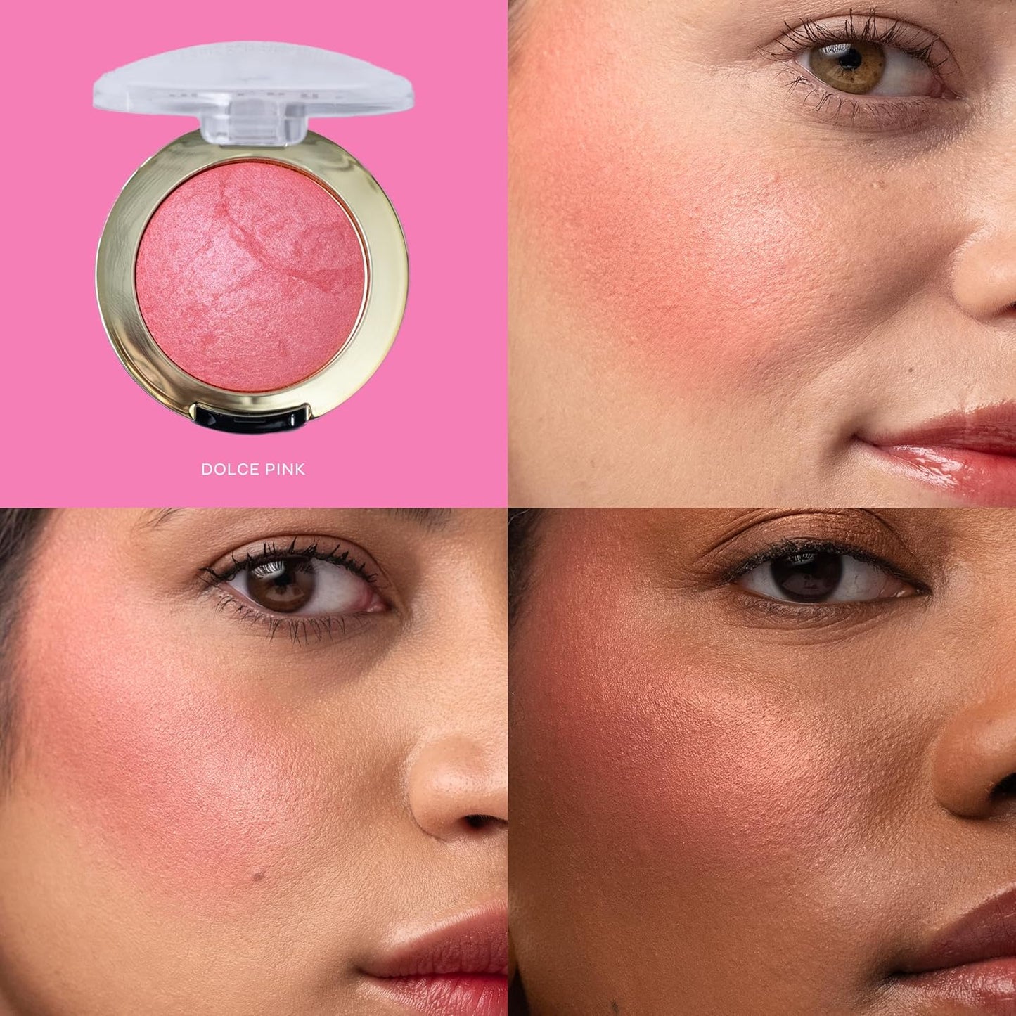Milani Baked Blush, Makeup Powder Blush for Cheeks - Dolce Pink,  Size - 0.12 Ounce (Pack of 1)