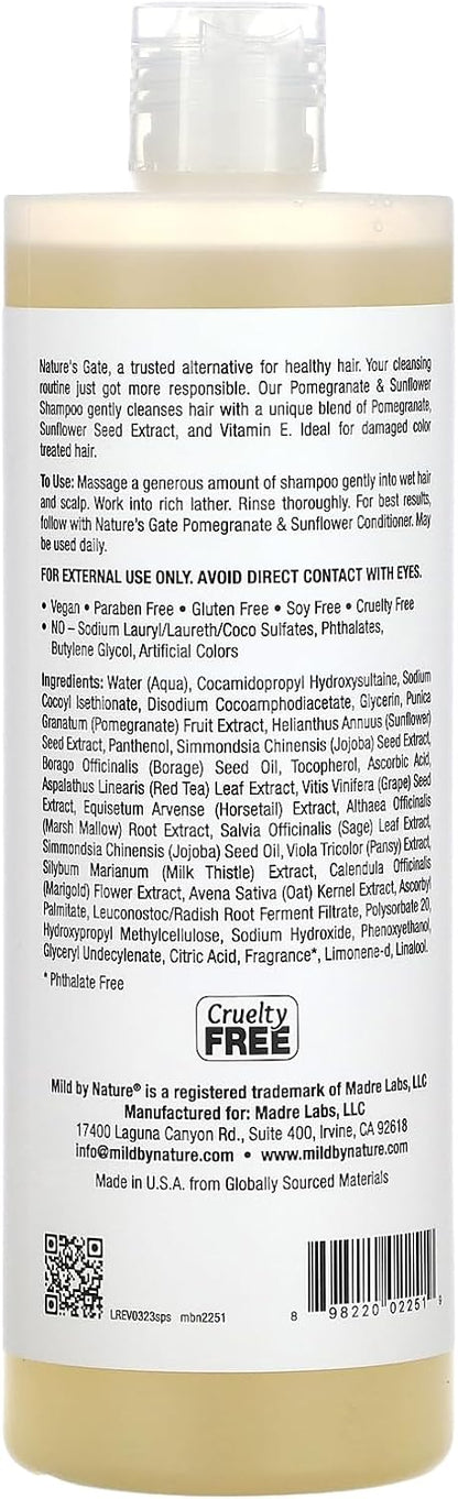 Mild By Nature (Nature's Gate), Pomegranate & Sunflower Shampoo for Color-Treated Hair, 16 fl oz (473 ml)
