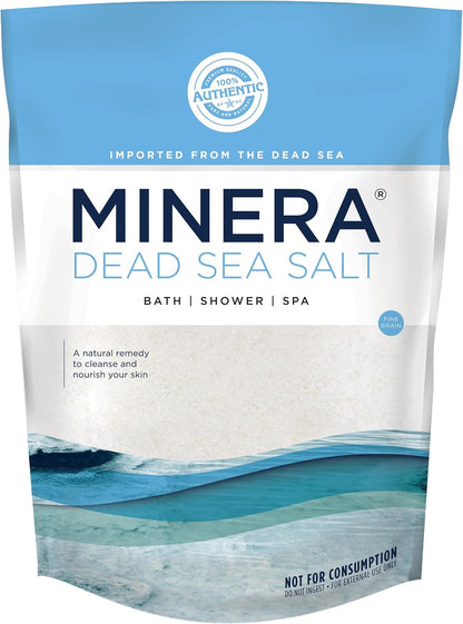 Minera Fine Grain Dead Sea Salt for Bath & Soaking – 15 lbs (3 x 5 lb Bags), Fast-Dissolving