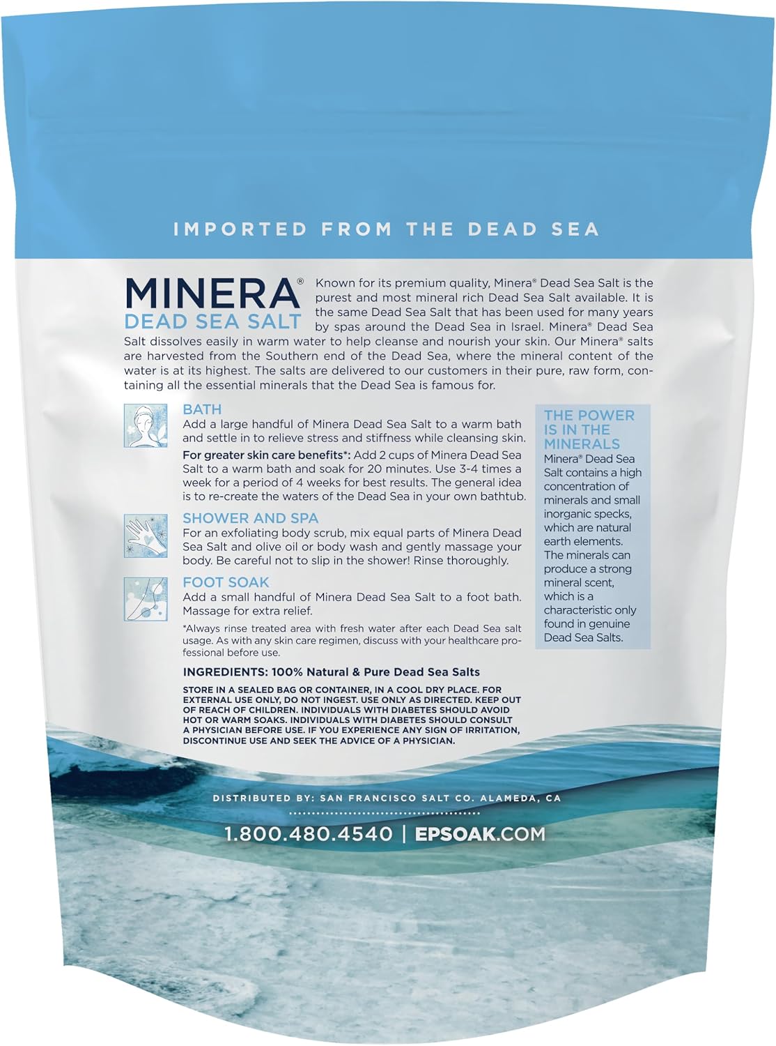 Minera Fine Grain Dead Sea Salt for Bath & Soaking – 15 lbs (3 x 5 lb Bags), Fast-Dissolving