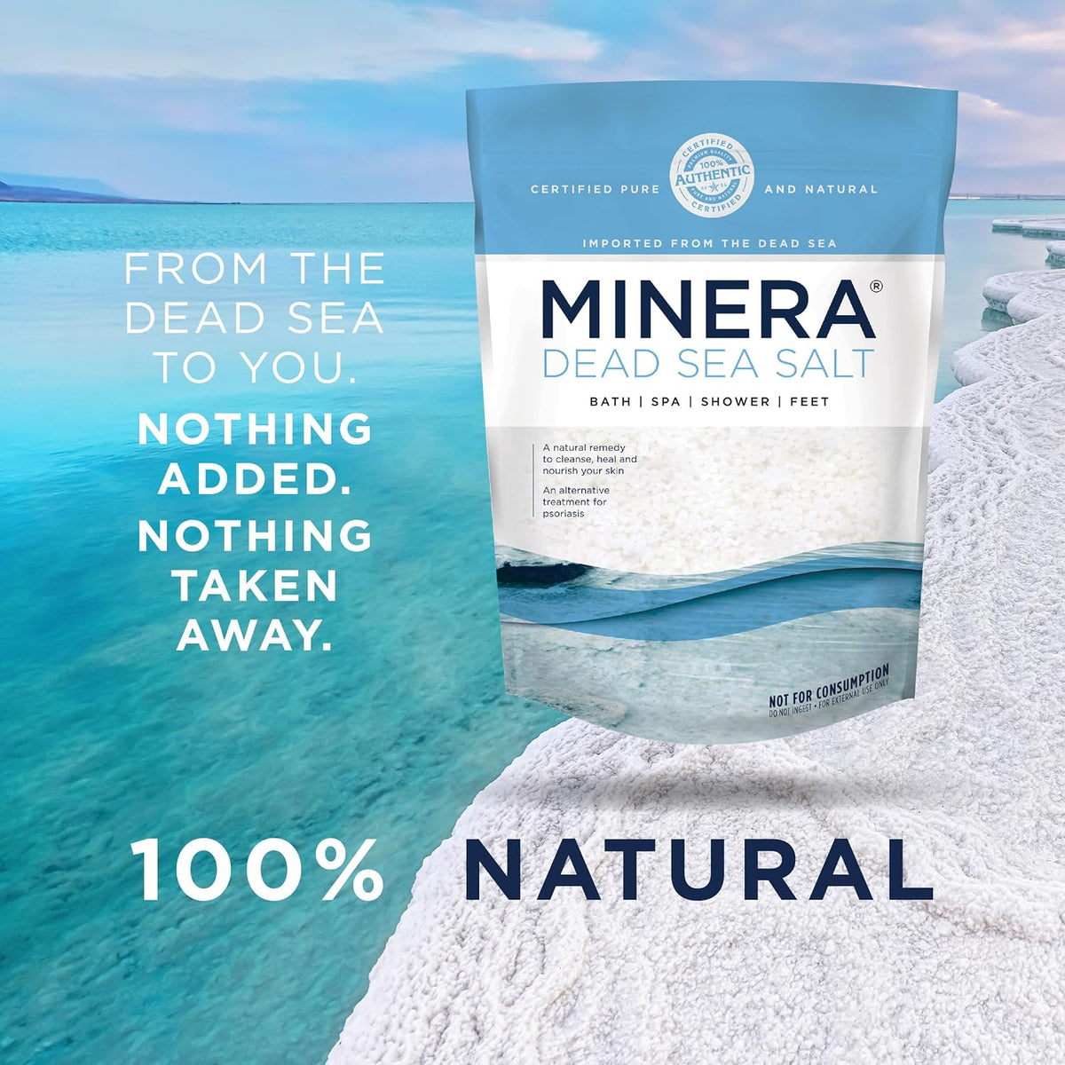 Minera Fine Grain Dead Sea Salt for Bath & Soaking – 15 lbs (3 x 5 lb Bags), Fast-Dissolving