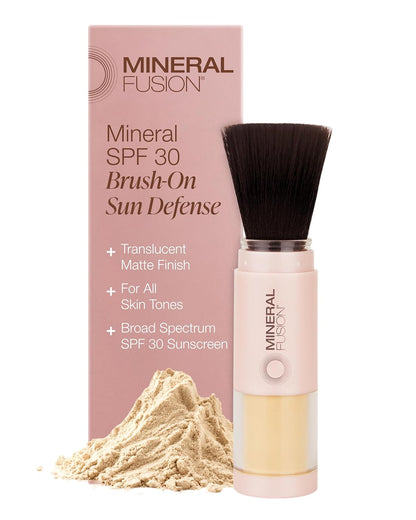 Mineral Fusion Brush-On Powder Sunscreen for Face SPF 30 | Transluscent Natural Daily Sun Care with UVA UVB Protection