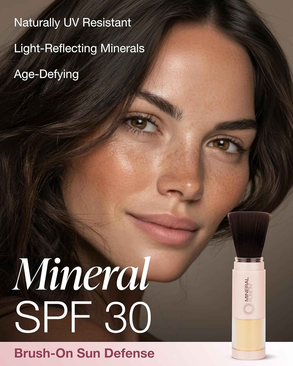 Mineral Fusion Brush-On Powder Sunscreen for Face SPF 30 | Transluscent Natural Daily Sun Care with UVA UVB Protection