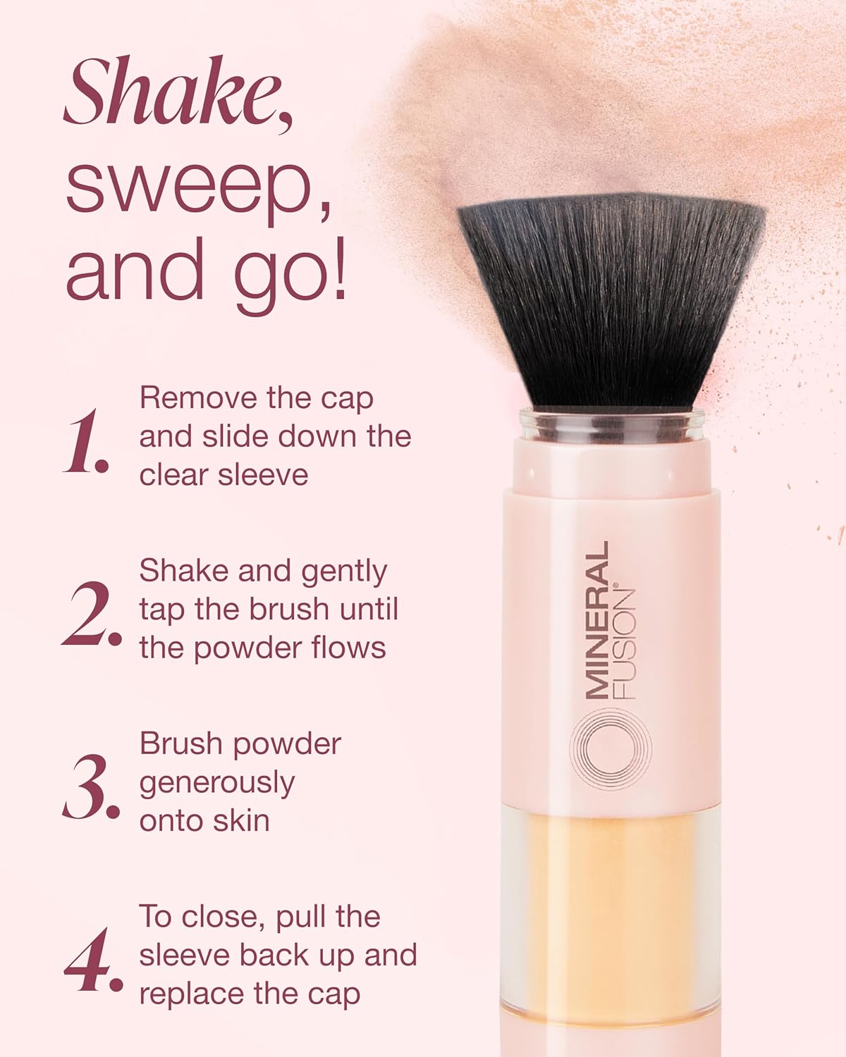 Mineral Fusion Brush-On Powder Sunscreen for Face SPF 30 | Transluscent Natural Daily Sun Care with UVA UVB Protection