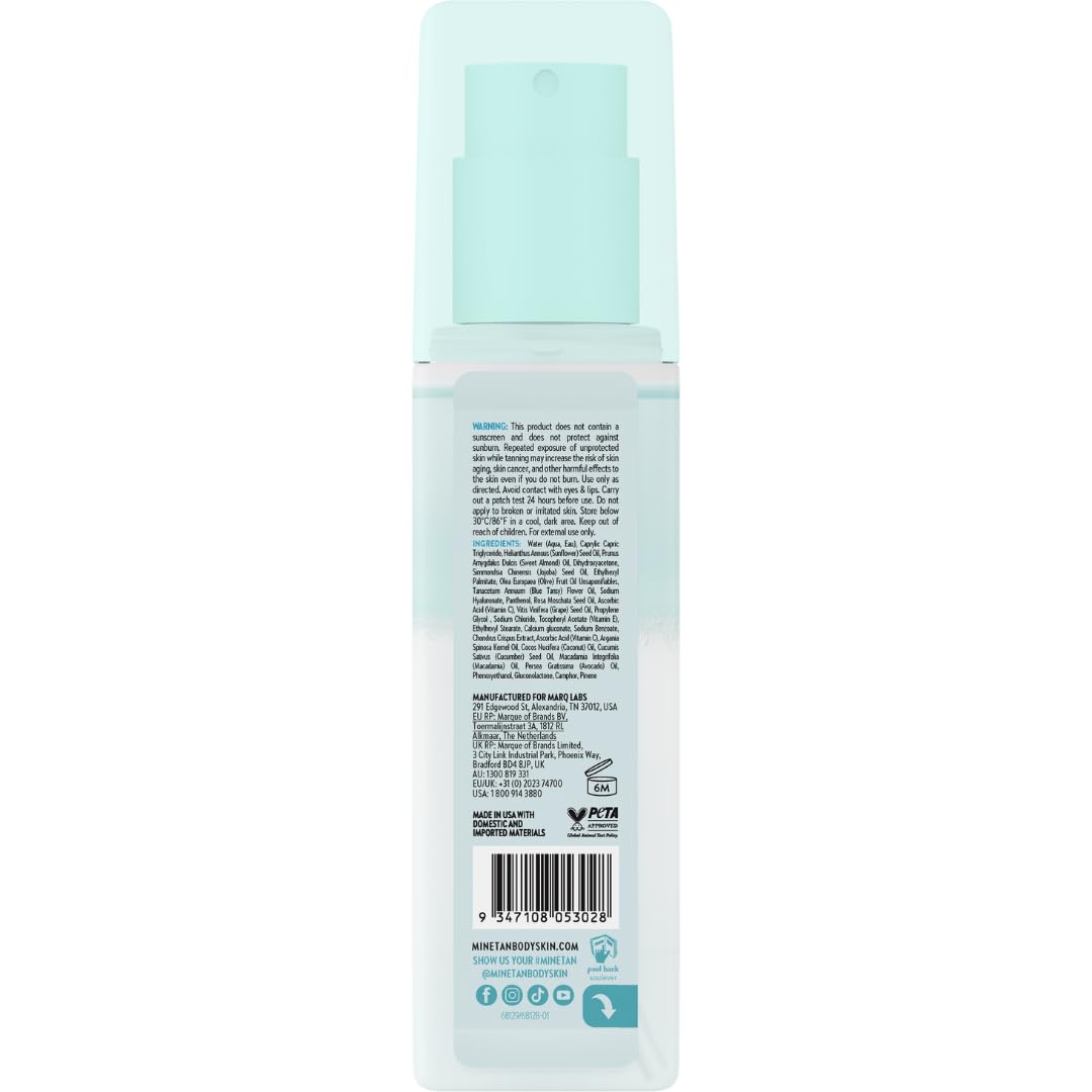 Minetan Clear Face Tan Mist | Blue Tansy Oil Infused Facial Self Tanning Spray - Gradual Fake Tanner with Hydrating Skin Care..