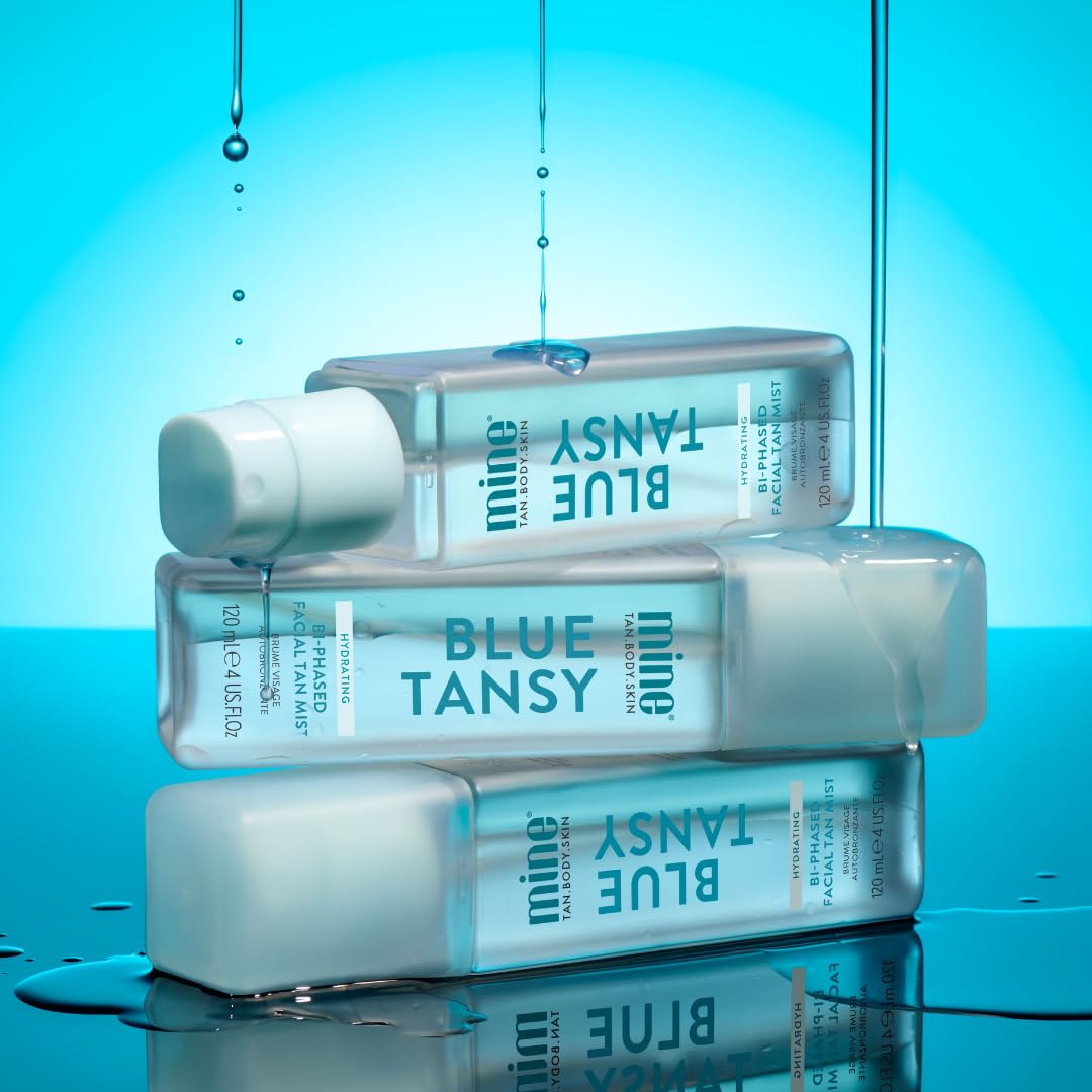 Minetan Clear Face Tan Mist | Blue Tansy Oil Infused Facial Self Tanning Spray - Gradual Fake Tanner with Hydrating Skin Care..
