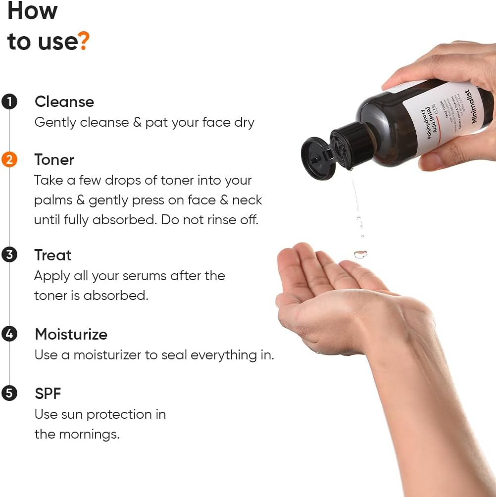 Minimalist Hydrating Toner for Face | 3% PHA Facial Toner for Pore Tightening | Mild Exfoliation..
