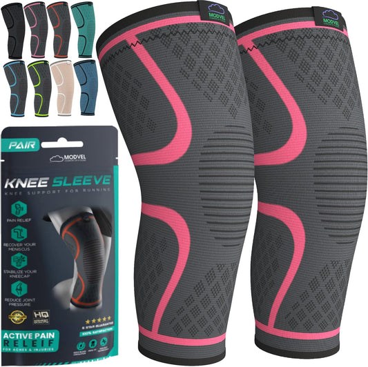 Modvel 2 Pack Knee Brace for Women & Men - Workout Knees Compression Sleeve