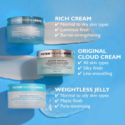 Peter Thomas Roth | Water Drench® Hyaluronic Cloud Rich Barrier Moisturizer | Hyaluronic Acid Barrier Cream For Dry Skin, Fragrance-Free