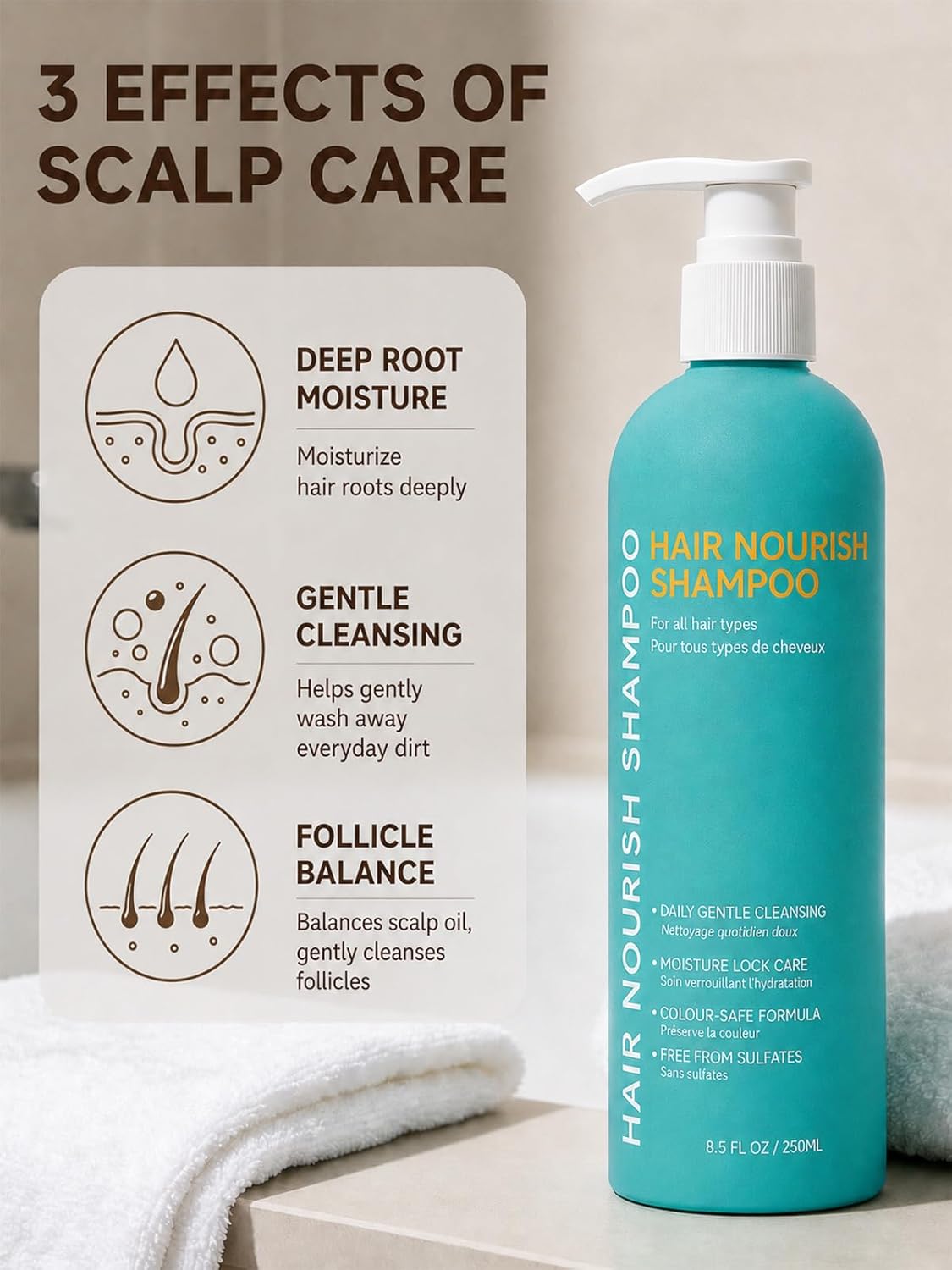 Moroccan Argan Oil Hydrating Shampoo, Deep Moisturizing Treatment Damage Repairing with Argan Oil to Help Strengthen & Frizz Control for Color Treated..