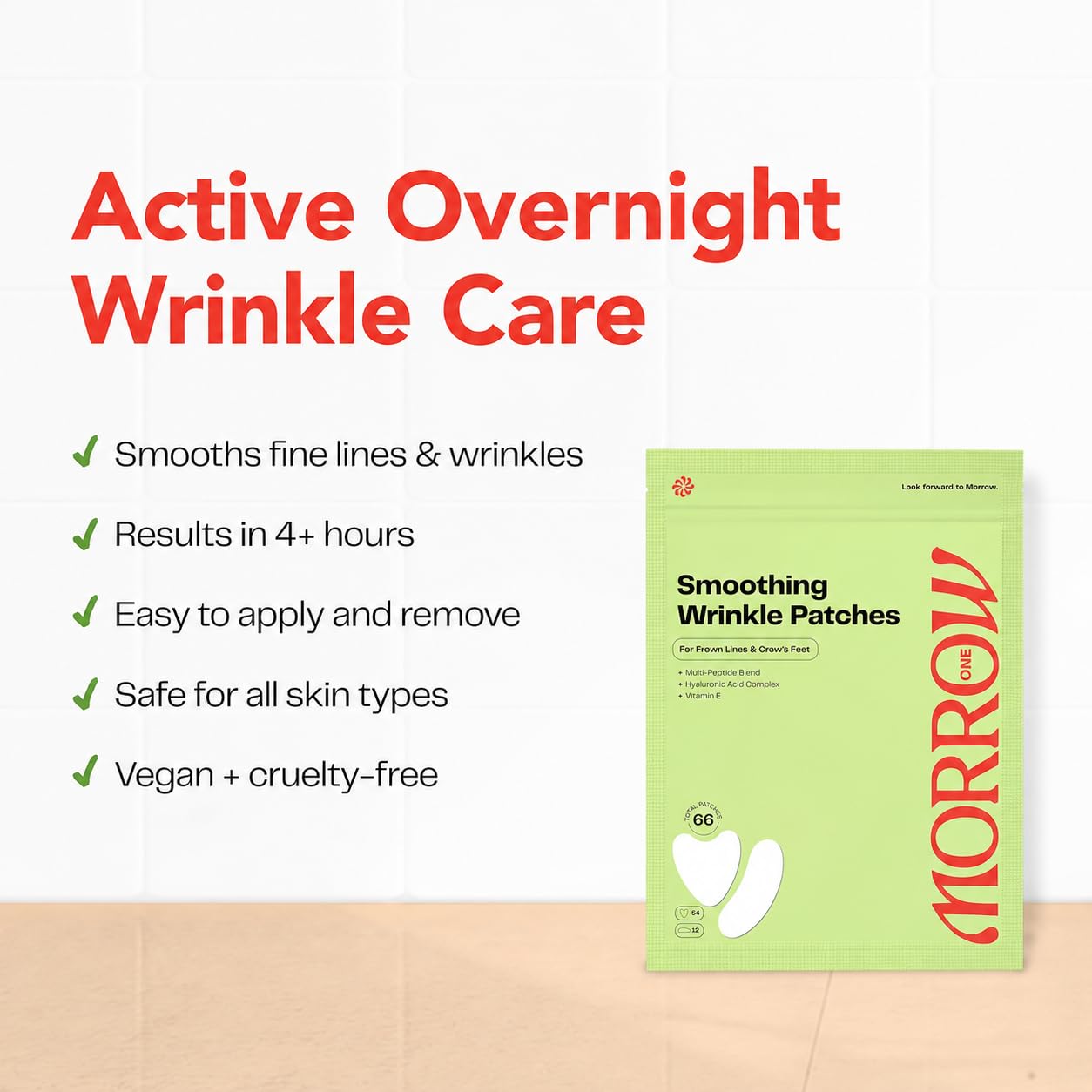 Morrow One - Peptide-Infused Smoothing Wrinkle Patches - Overnight Patches for Smoothing Fine Lines and Wrinkles..