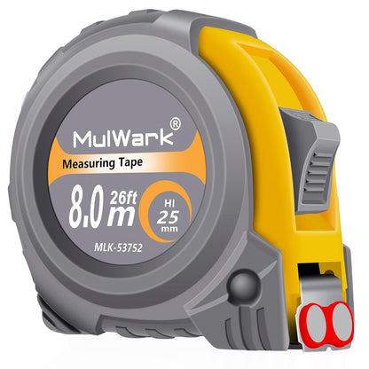 MulWark 25ft Metric Tape Measure, Measuring Tape Retractable, Easy Read Measurement Tape..
