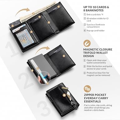 VULKIT Card Holder Wallet with Coin Pocket Magnetic Closure Pop Up Cards, Multicolor..