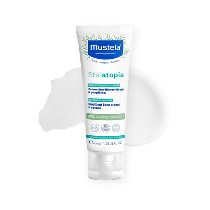 Mustela Stelatopia Eczema-Prone Skin Emollient Baby Face Cream - Face Moisturizer with Natural Avocado & Sunflower Oil..